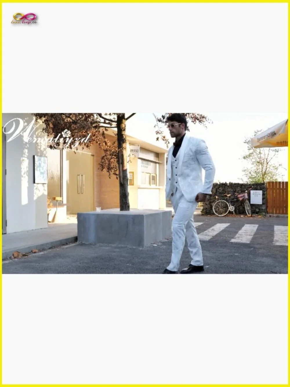Men's Jacquard Wedding Suit Slim Fit Blazer Vest Pants Elegant Formal